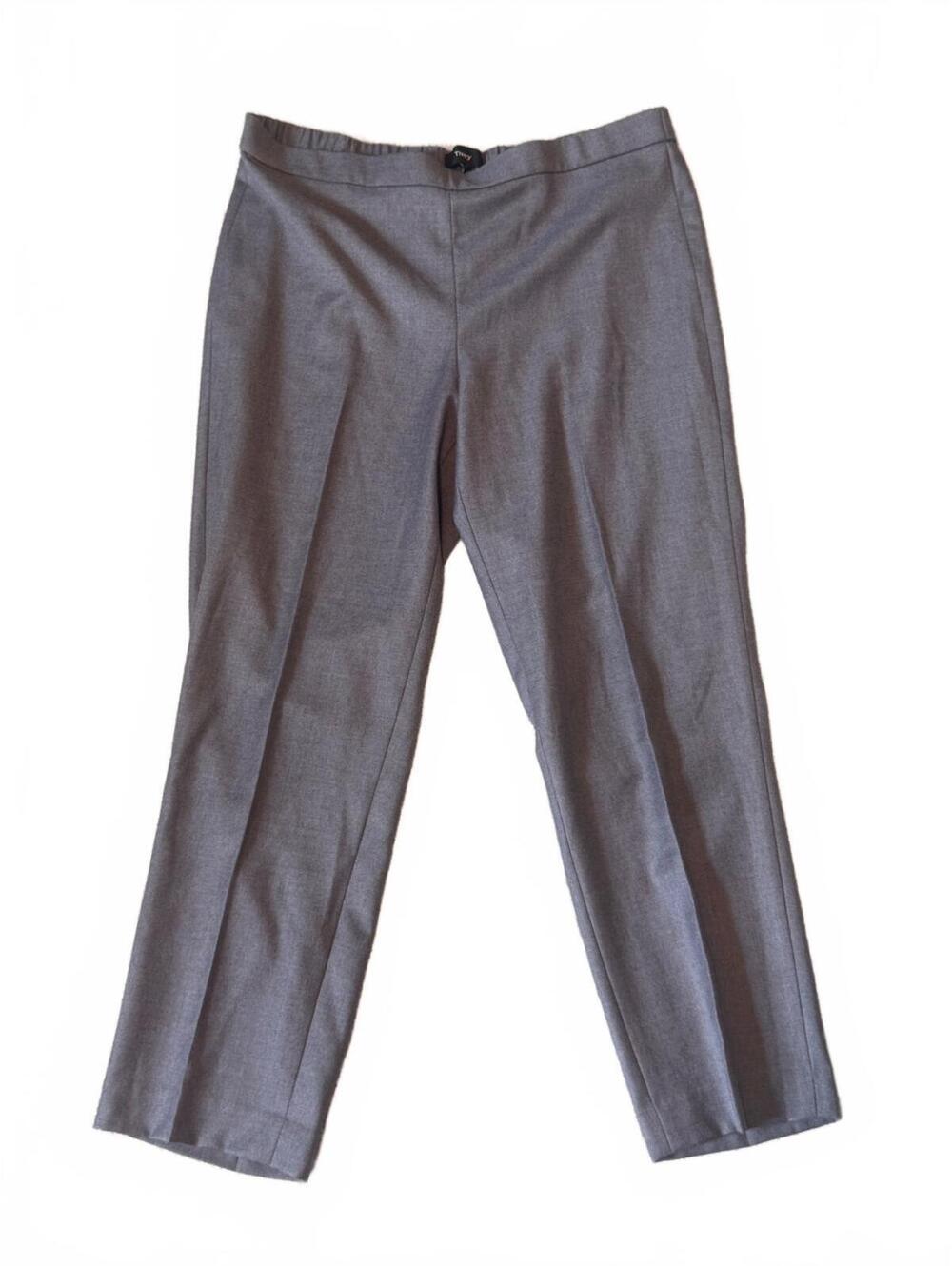 THEORY | Sleek Flannel Virgin Wool Pull On Pant Gray Tapered Size 10
